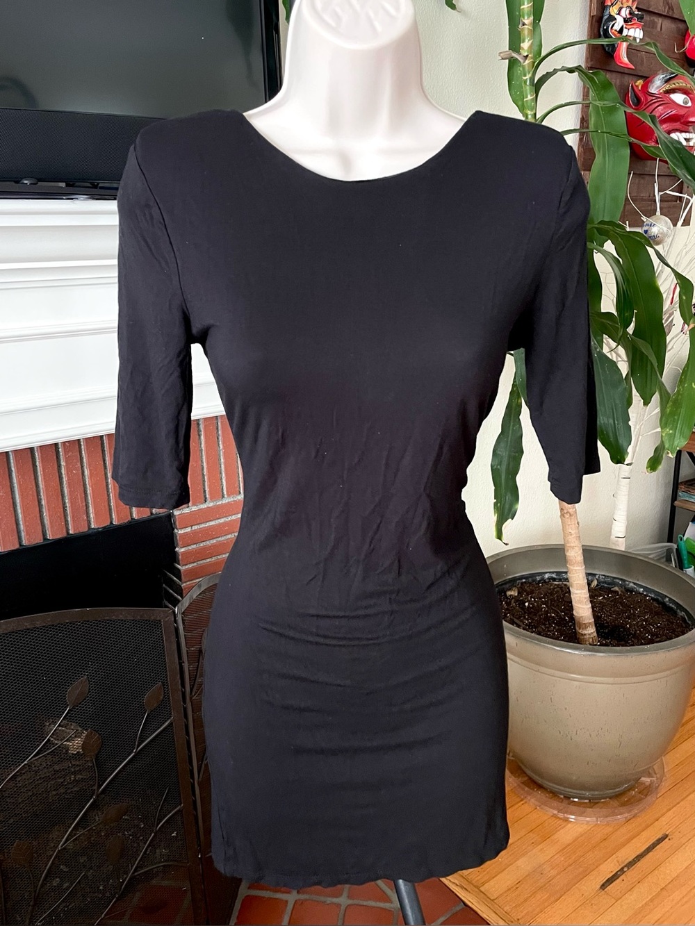 Vintage Y2K TopShop Fitted Black Mini Dress S 8